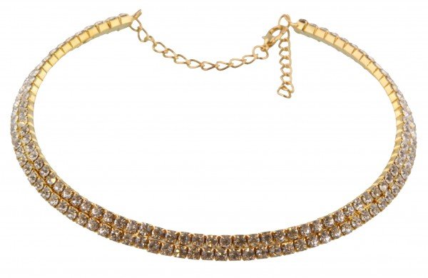 Ketting spang goud 2-laags strass