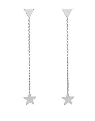Oorbellen chain Triangle & Star silver