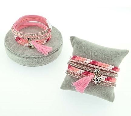 Armband wrap Stones roze