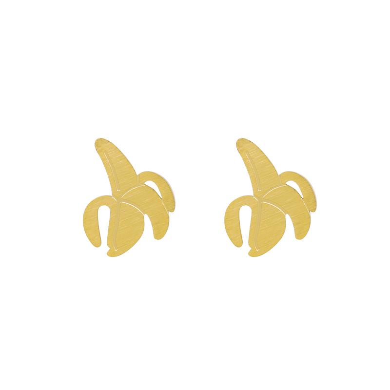 Oorbellen Banana\'s studs RVS goud