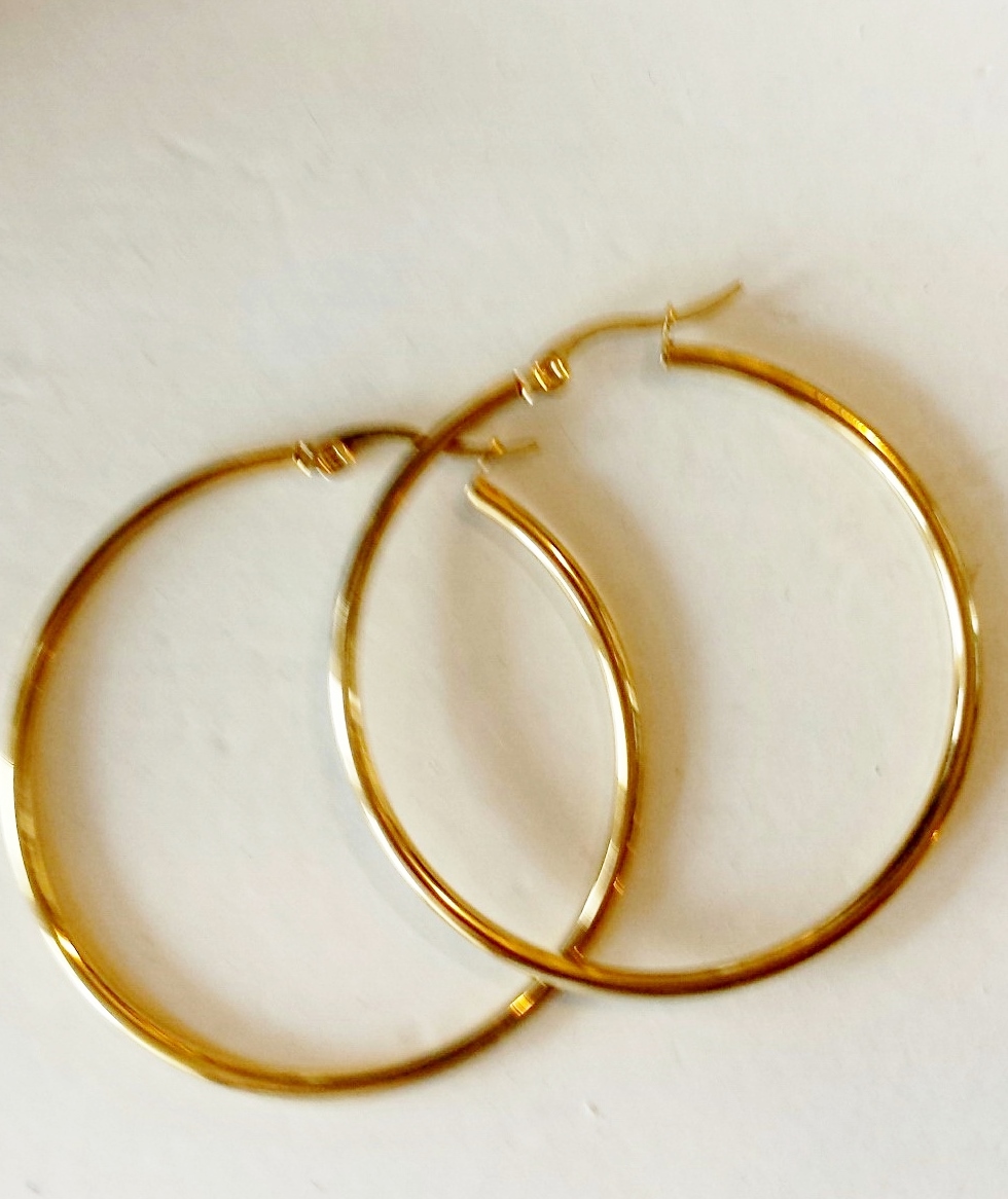 Oorbellen hoops of creolen stainless steel goud 45 mm 3