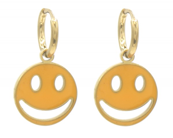 Oorbellen Hoops & Smiley s.steel oranje-goud