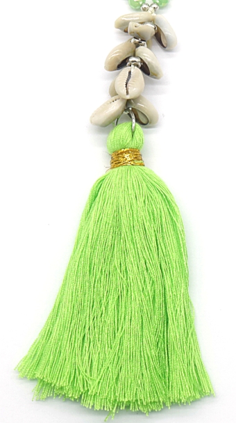 Ketting lang Boho schelpen & tassel multi-groen 2